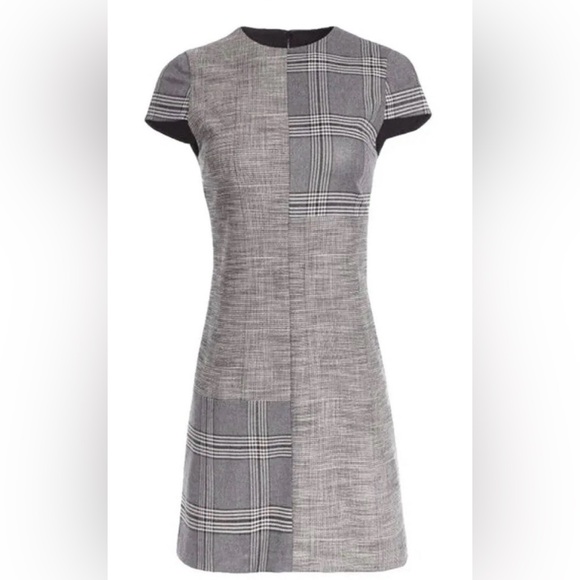 Alice + Olivia Dresses & Skirts - Alice & Olivia Grey Colley Mixed Plaid Sparkle Cap Sleeve Mini Dress Size 6